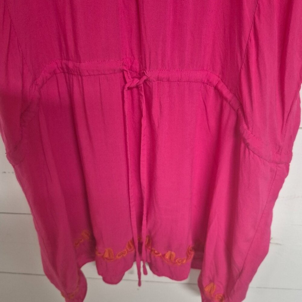 Ivu Jane Pink Boho Embroidered Tunic Top M With Floral & Bird Design - Picture 6 of 9